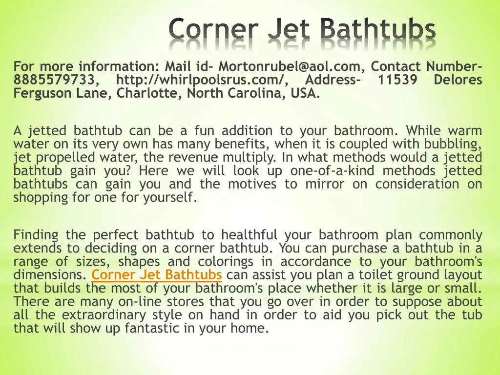 corner jet bathtubs