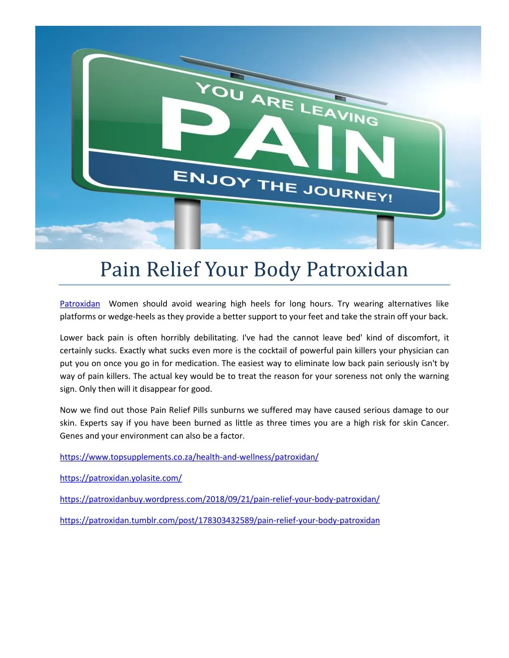 pain relief your body patroxidan