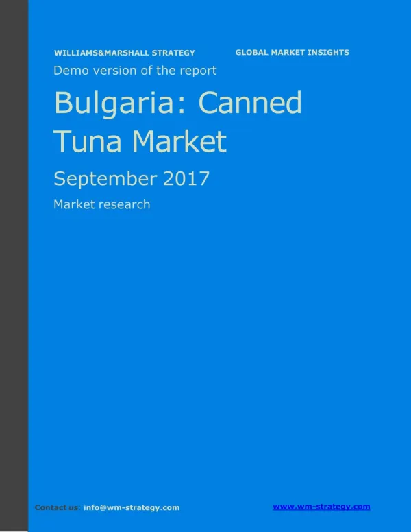 WMStrategy Demo Bulgaria Canned Tuna Market September 2017