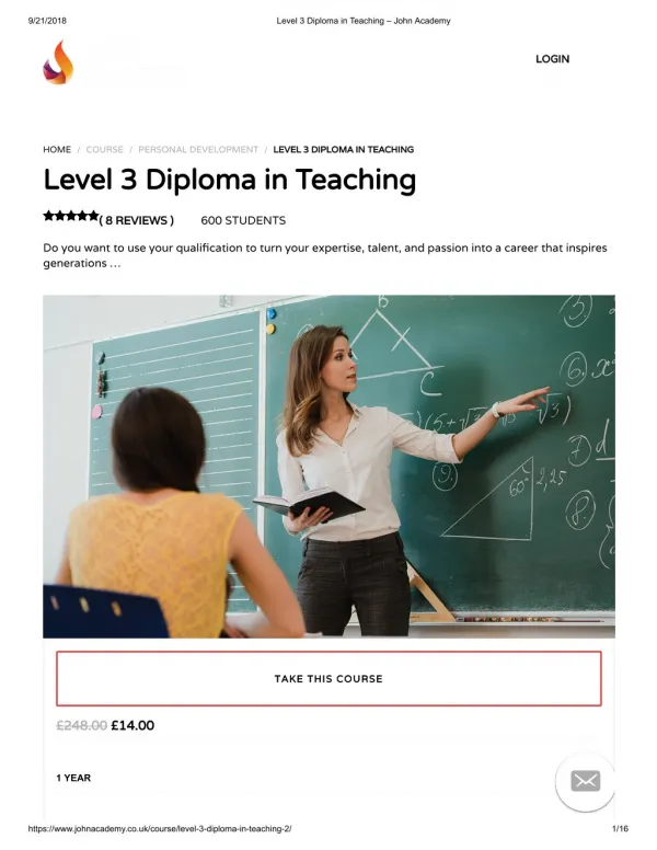 Level 3 Diploma in Teaching - John Academy