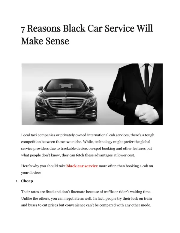 7 Reasons Black Car Service Will Make Sense