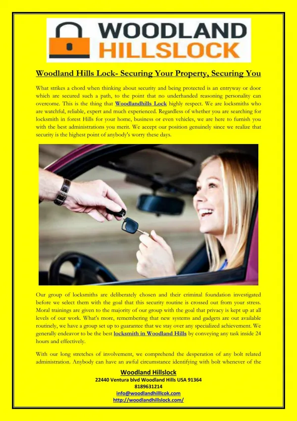 Woodland Hills Lock- Securing Your Property, Securing You