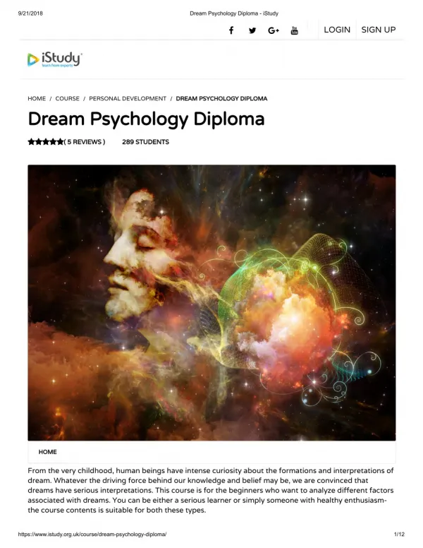 Dream Psychology Diploma - istudy