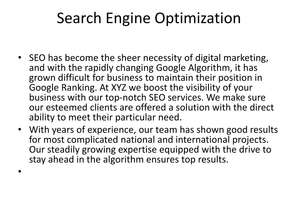 search engine optimization