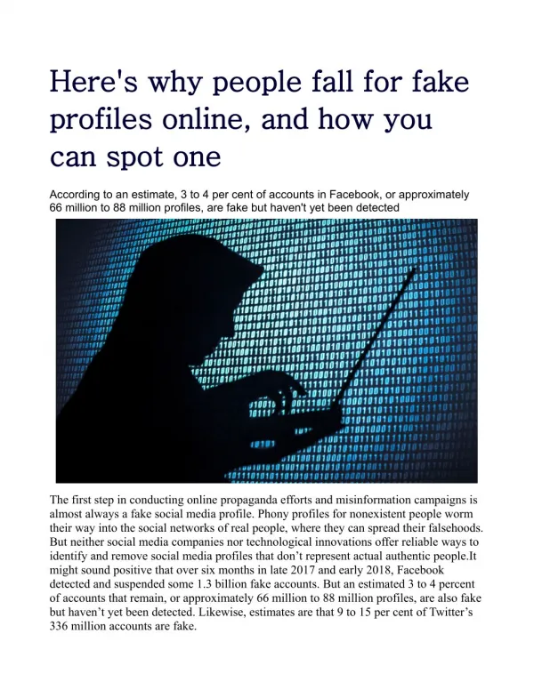 Here's why people fall for fake profiles online, and how you can spot one