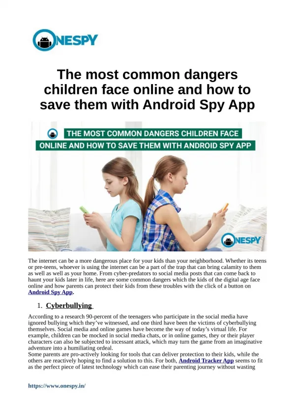 The most common dangers children face online and how to save them with Android Spy App