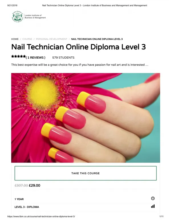 Nail Technician Online Diploma Level 3 - LIBM