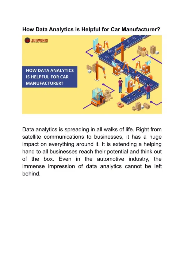 How Data Analytics is Helpful for Car Manufacturer?