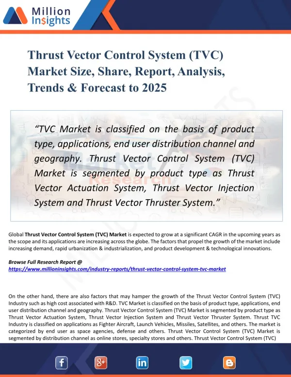 Thrust Vector Control System (TVC) Market Type, Technology, End-Use Application, Geography - Global Forecast 2025