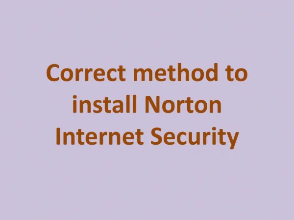 Correct method to install Norton Internet Security