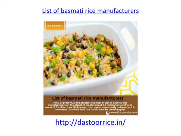Get the List of basmati rice manufacturers