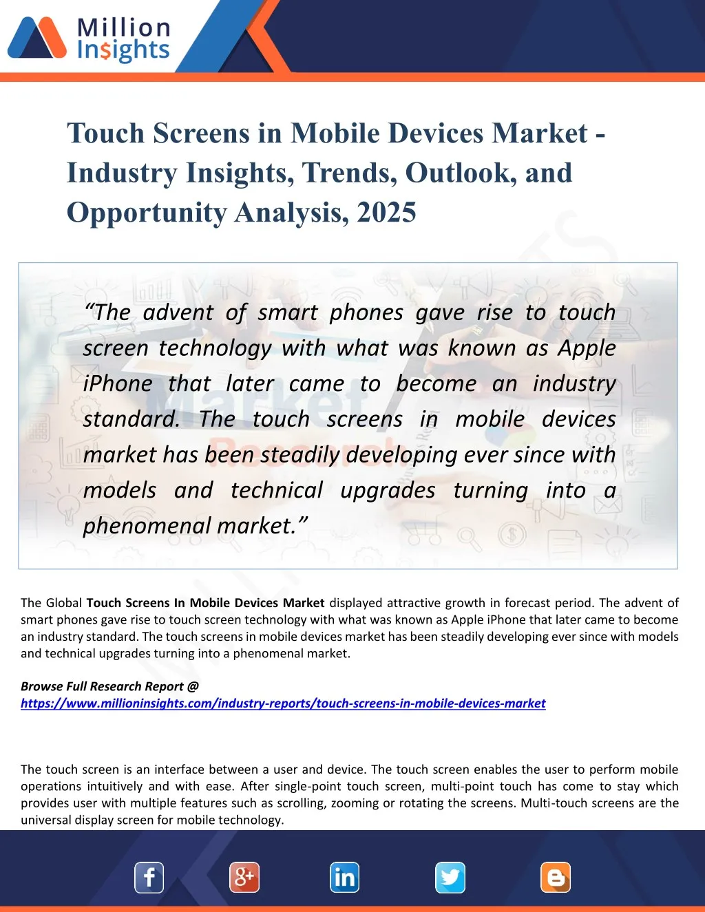touch screens in mobile devices market industry