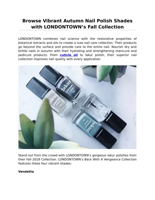 Browse Vibrant Autumn Nail Polish Shades with LONDONTOWN’s Fall Collection