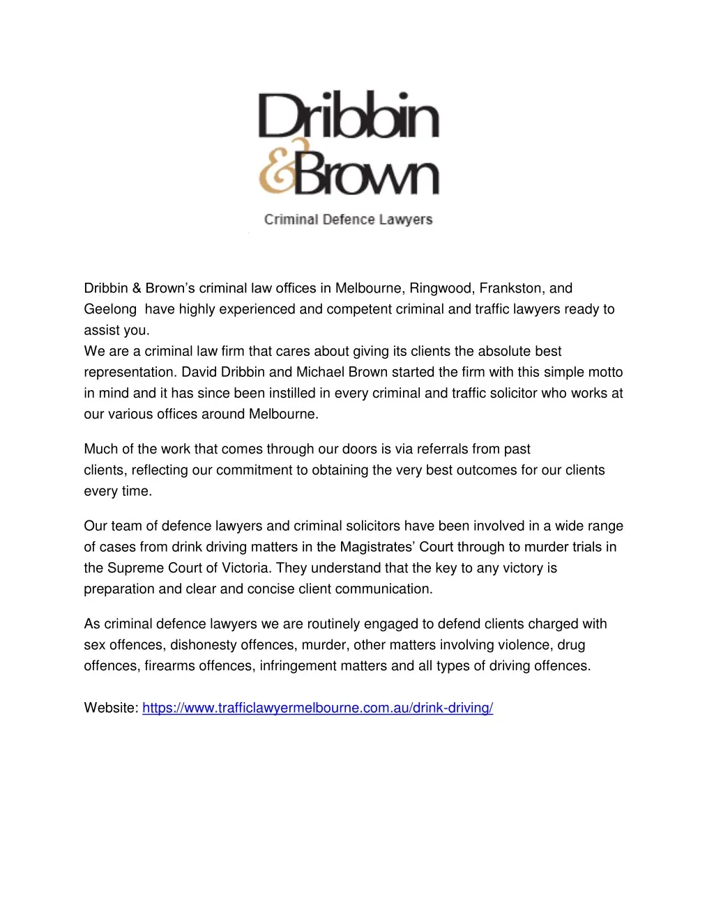 dribbin brown s criminal law offices in melbourne