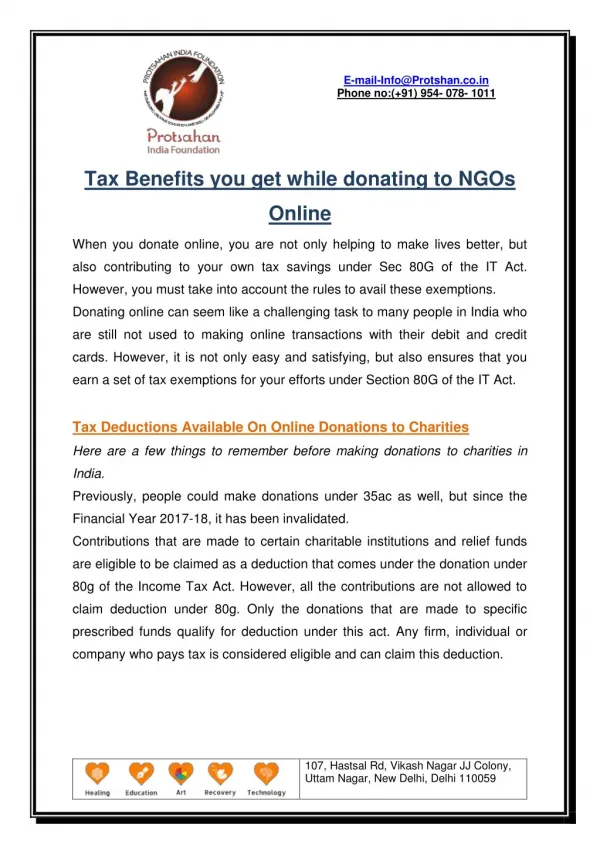Tax Benefits you get while donating to NGOs Online