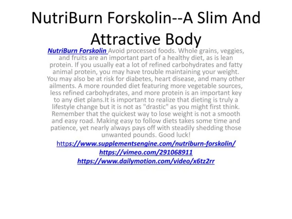 NutriBurn Forskolin--Lose Weight Faster & Easier