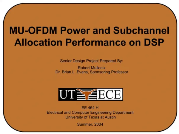 MU-OFDM Power and Subchannel Allocation Performance on DSP