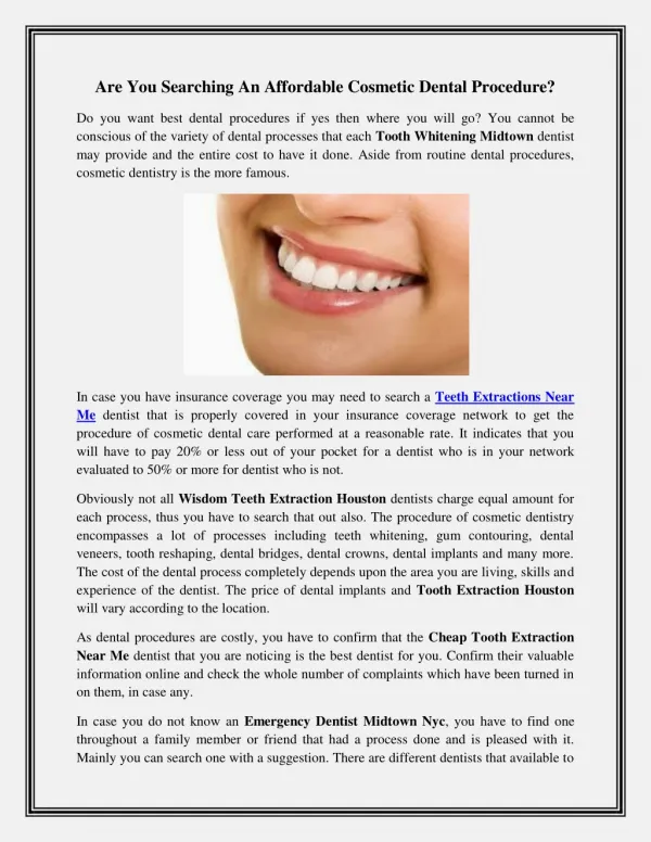 Are You Searching An Affordable Cosmetic Dental Procedure