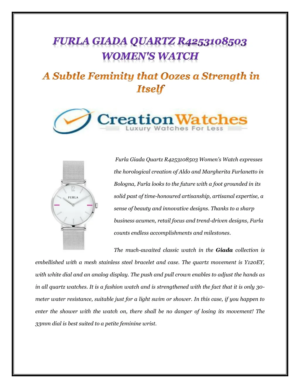 furla giada quartz r4253108503 women s watch