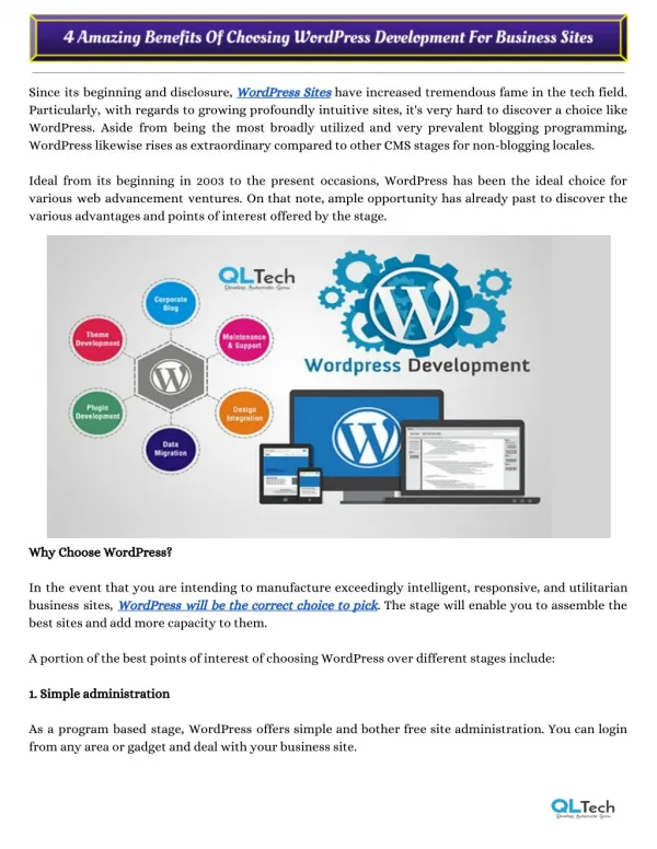 4 Amazing Benefits Of Choosing WordPress Development For Business Sites