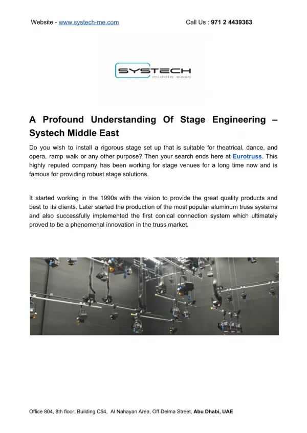 A Profound Understanding Of Stage Engineering – Systech Middle East