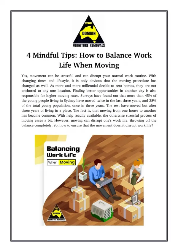 4 Mindful Tips: How to Balance Work Life When Moving