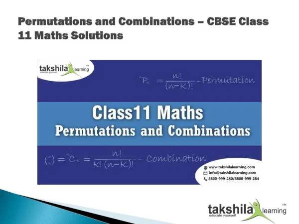 Permutations and Combinations - CBSE Class 11 Maths Solutions