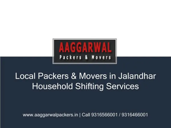 Local Packers & Movers in Jalandhar | Household Shifting Services