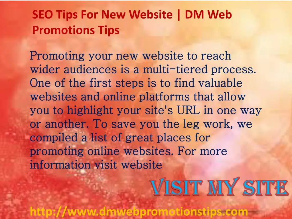 seo tips for new website dm web promotions tips