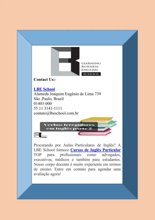 Curso de Inglês Particular Disponível na lbeschool.com.br
