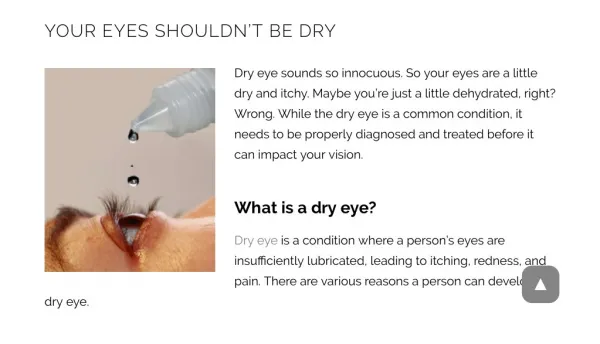 MANAGEMENT OF DRY EYES