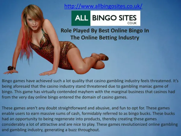 Role Played By Best Online Bingo In The Online Betting Industry