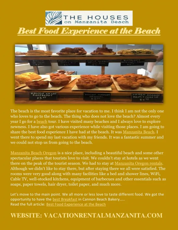 Best Food Experience at the Beach