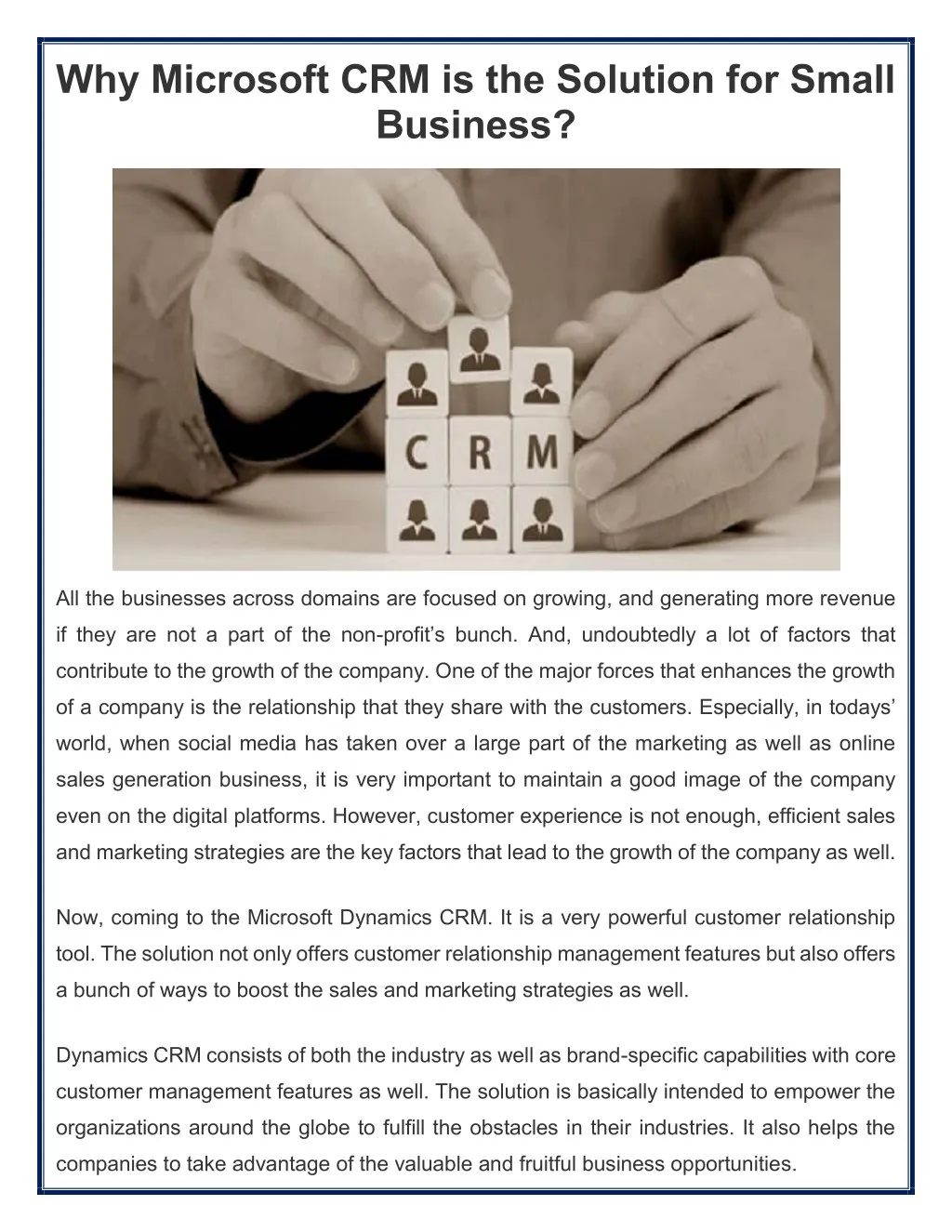 why microsoft crm is the solution for small