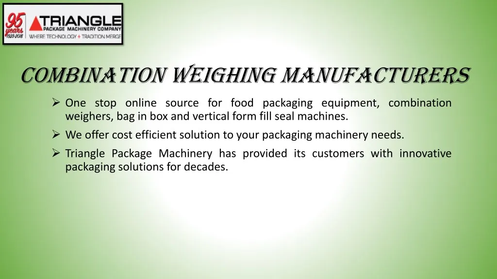 combination weighing manufacturers