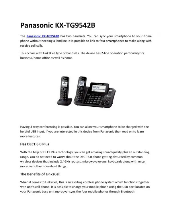Panasonic KX-TG9542B - GoHeadsets