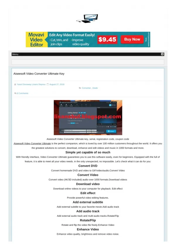Aiseesoft Video Converter Ultimate Key - Discount Coupon Codes