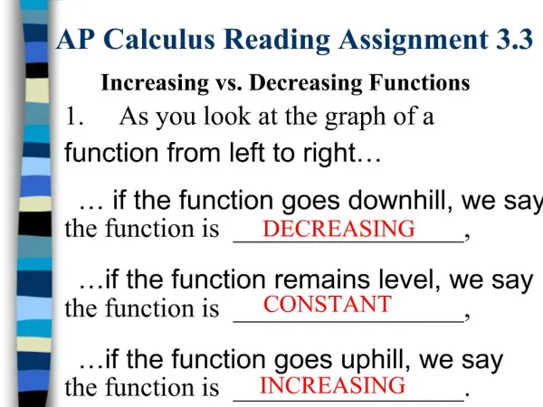AP Calculus Reading Assignment 3.3