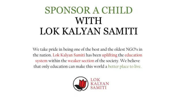 Sponsor a Child in India With Lok Kalyan Samiti