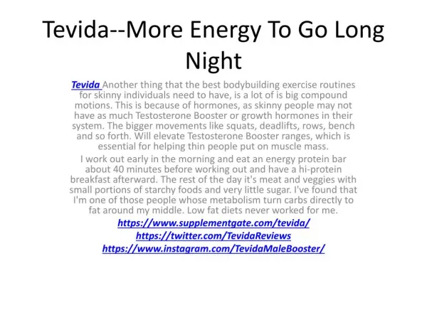 Tevida--Enhances Power & Stamina