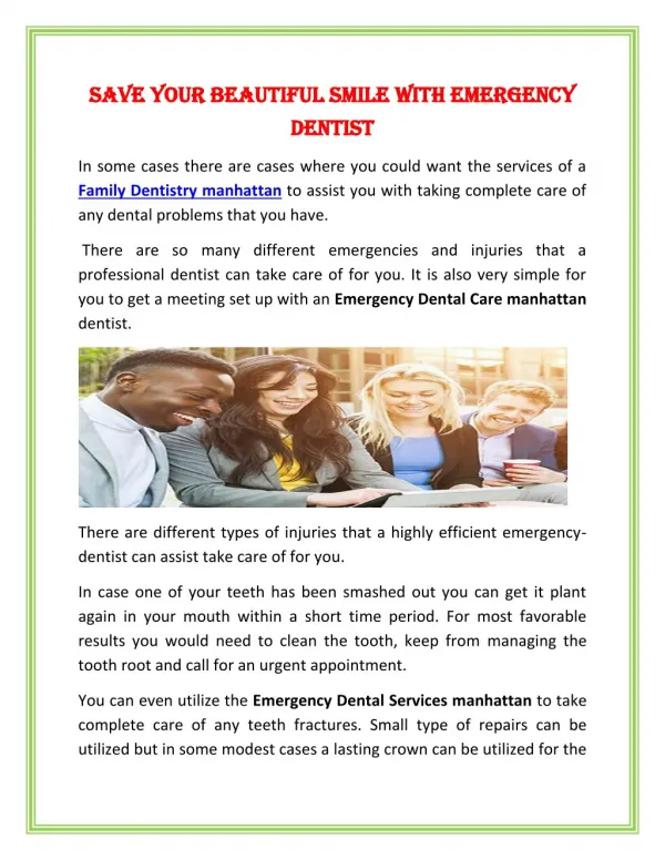 Save Your Beautiful Smile With Emergency Dentist