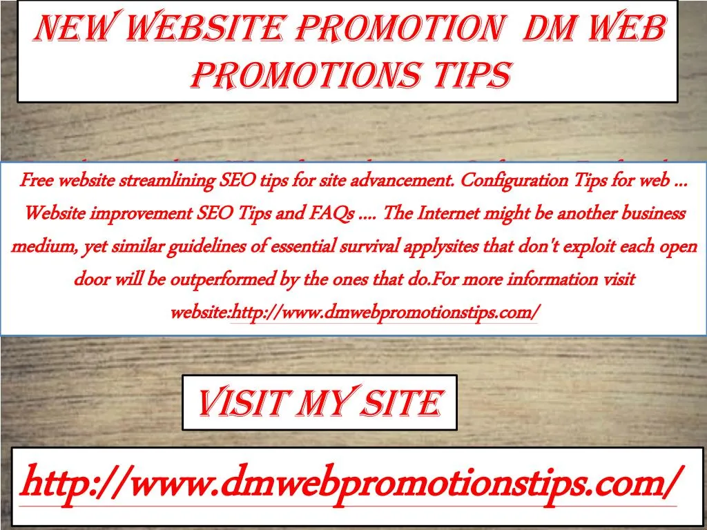 new website promotion dm web promotions tips