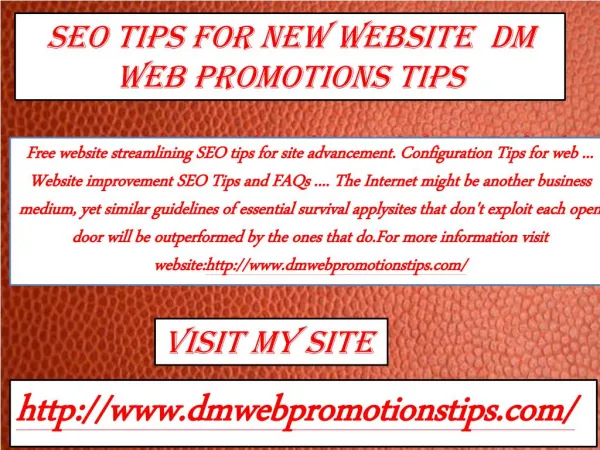 seo tips for new website dm web promotions tips