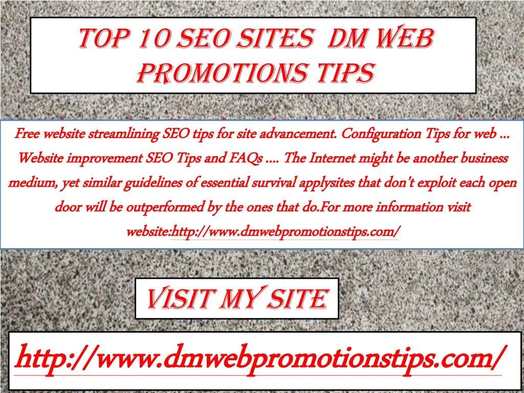 top 10 seo sites dm web promotions tips