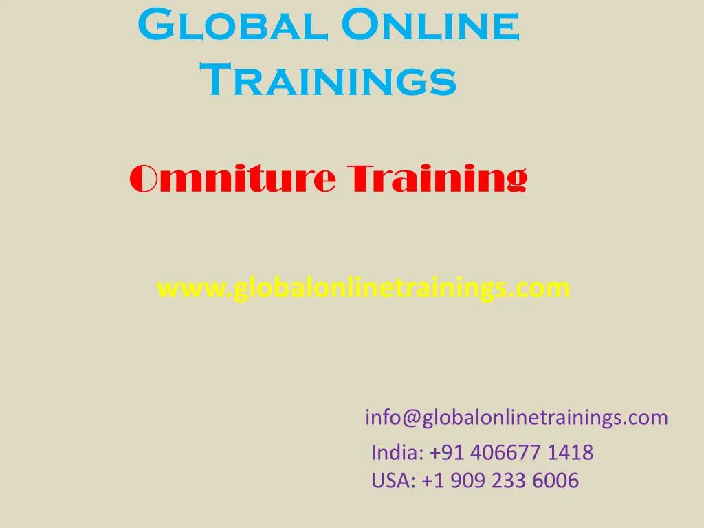 global online trainings omniture training