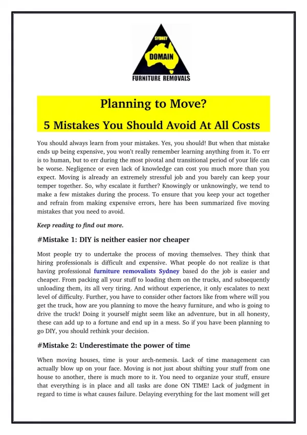 Planning to Move? 5 Mistakes You Should Avoid At All Costs