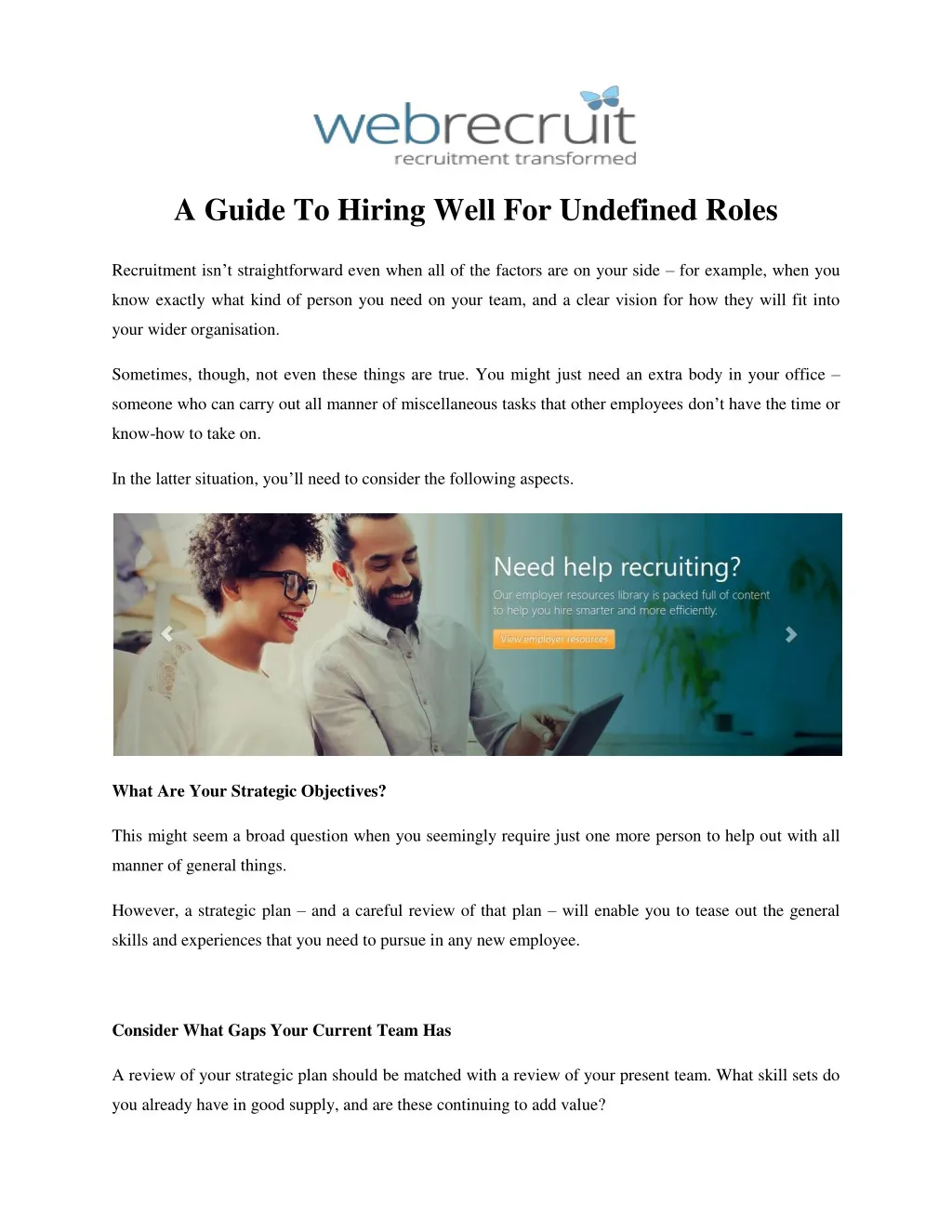 a guide to hiring well for undefined roles