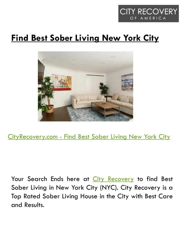 Find Best Sober Living New York City