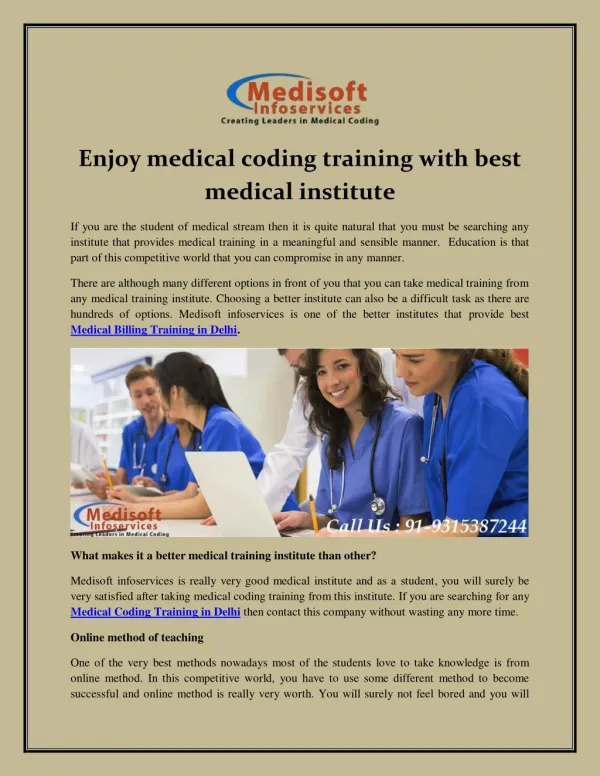 Enjoy medical coding training with best medical institute
