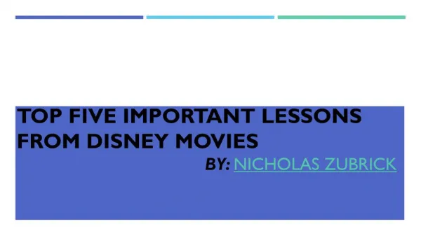 Important Lessons from Movies by Nicholas Zubrick